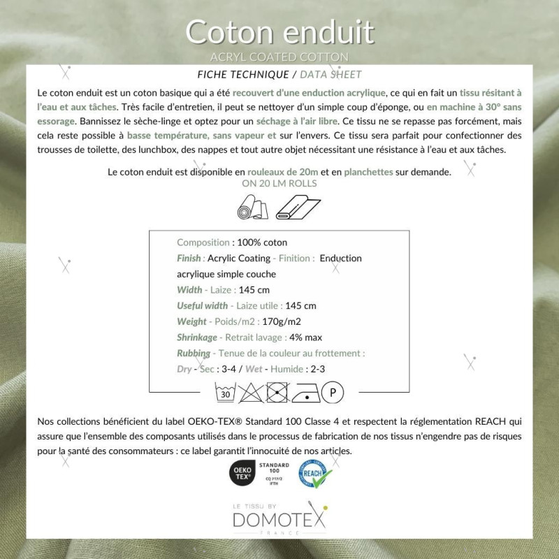 Coton Enduit Paon