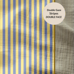 Double gaze Tissé Teint STRIPES Lemon / Baltique