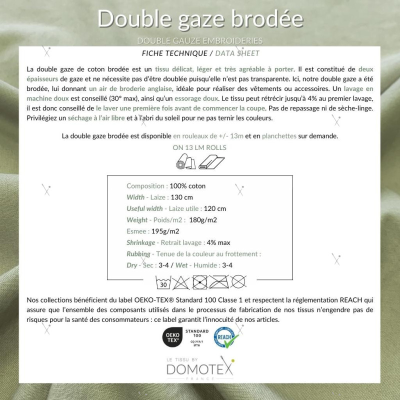 Double Gaze Brodée ADELE Blanc