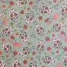 Coton imprimé CALAVERAS Kaki / Corail