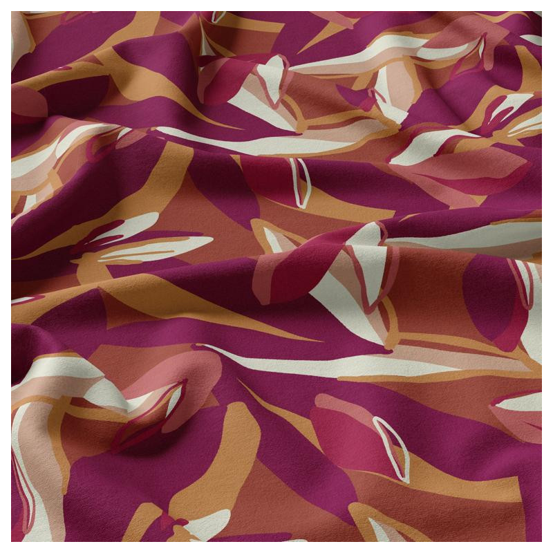 Viscose Imprimée PIPASOL Pourpre / M.Chauds