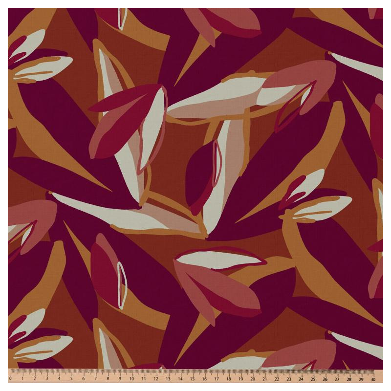 Viscose Imprimée PIPASOL Pourpre / M.Chauds