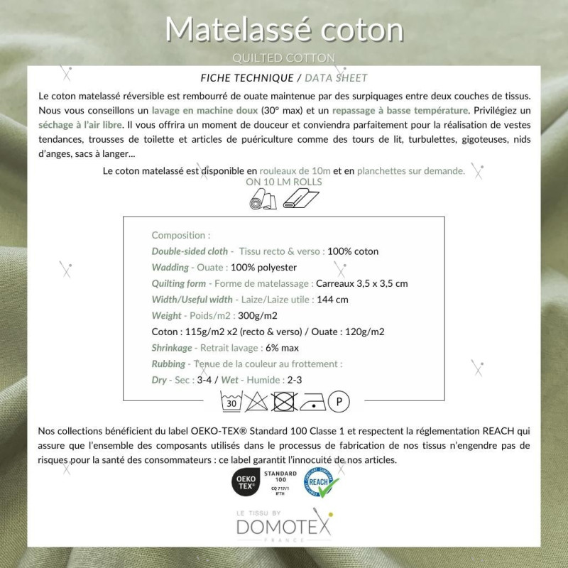 Coton Matelassé Imprimé CORIBEL / FIMOA Poudre / Poudre