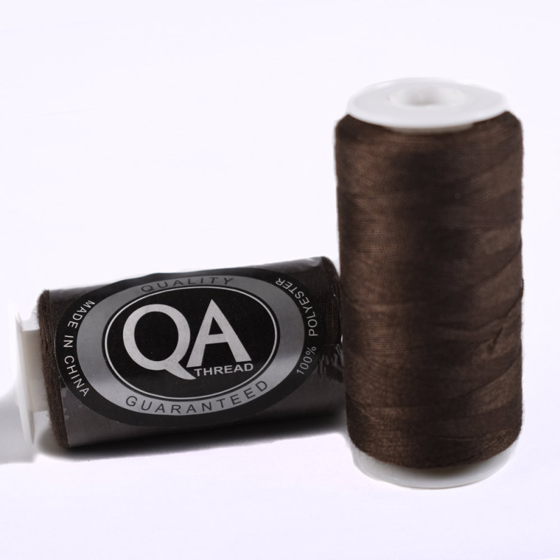FIL A COUDRE Q.A. 100% POLYESTER 40/2 BOBINES 500 M. EBENE
