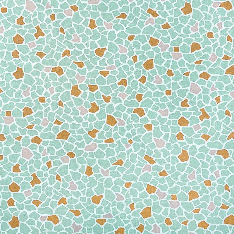 Coton Imprimé ARGEO Menthe Claire / Abricot