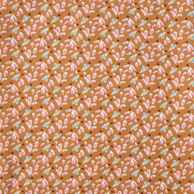 Jersey Imprimé TIPAVAO Caramel / Rose Fané