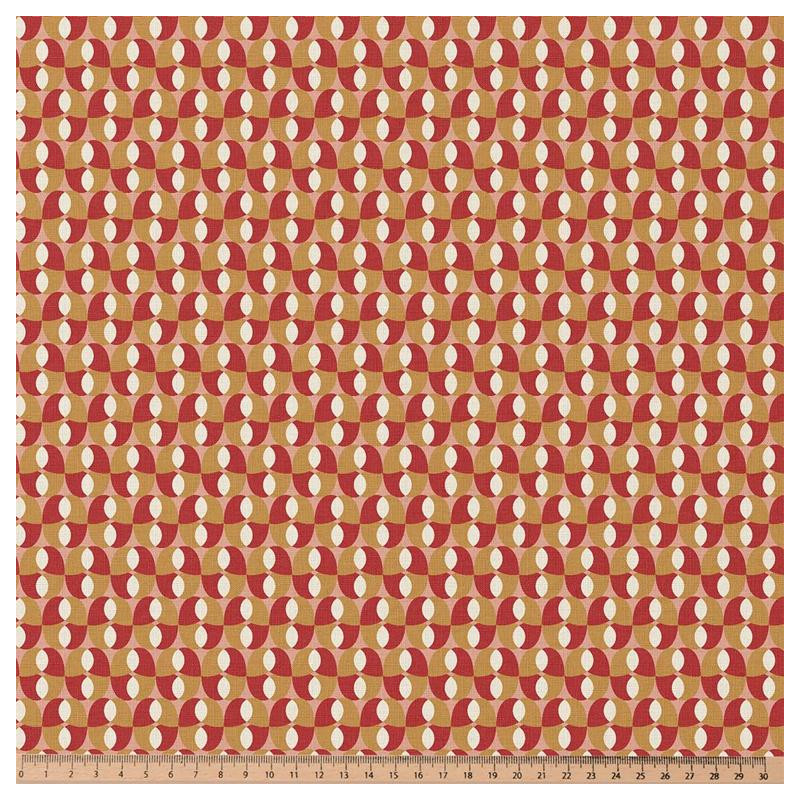 Coton Imprimé BOHAZIA Ocre / Rose