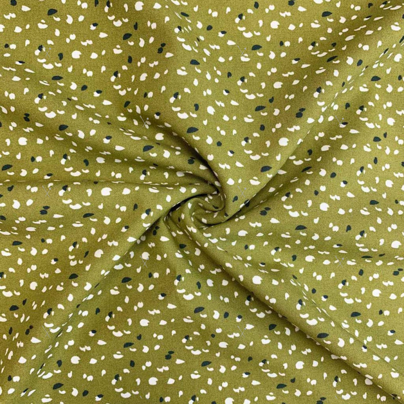 Viscose Imprimée JIKEO Olive / Nuit