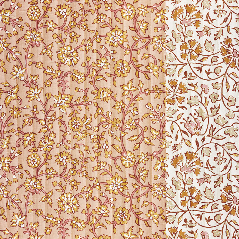 Coton Matelassé Imprimé METHARI 1U / JHANSI4 1U Ecru / Camel