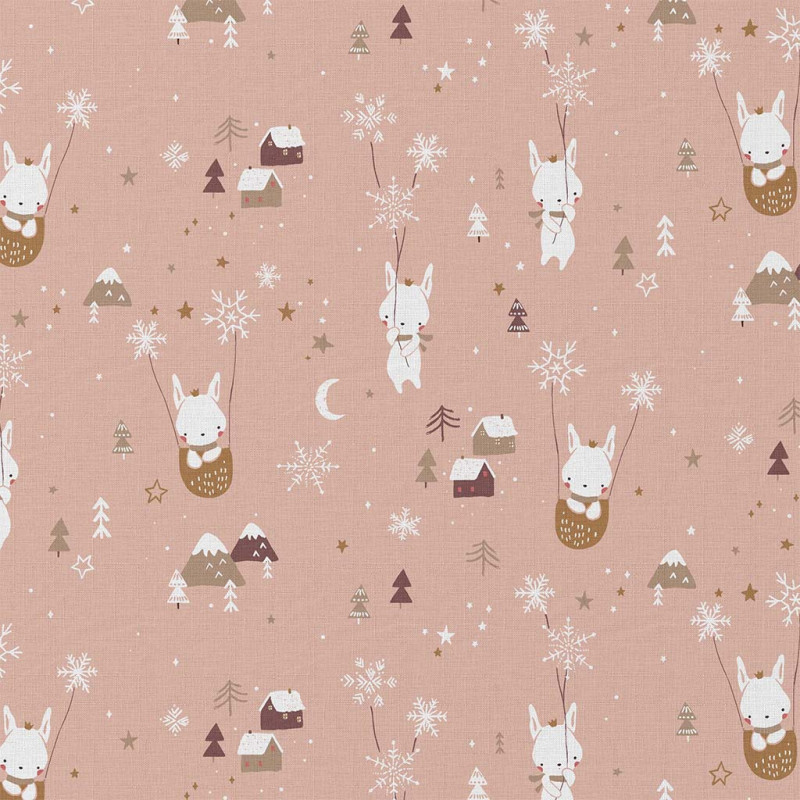 Coton Imprimé FLOPIN Rose / Camel