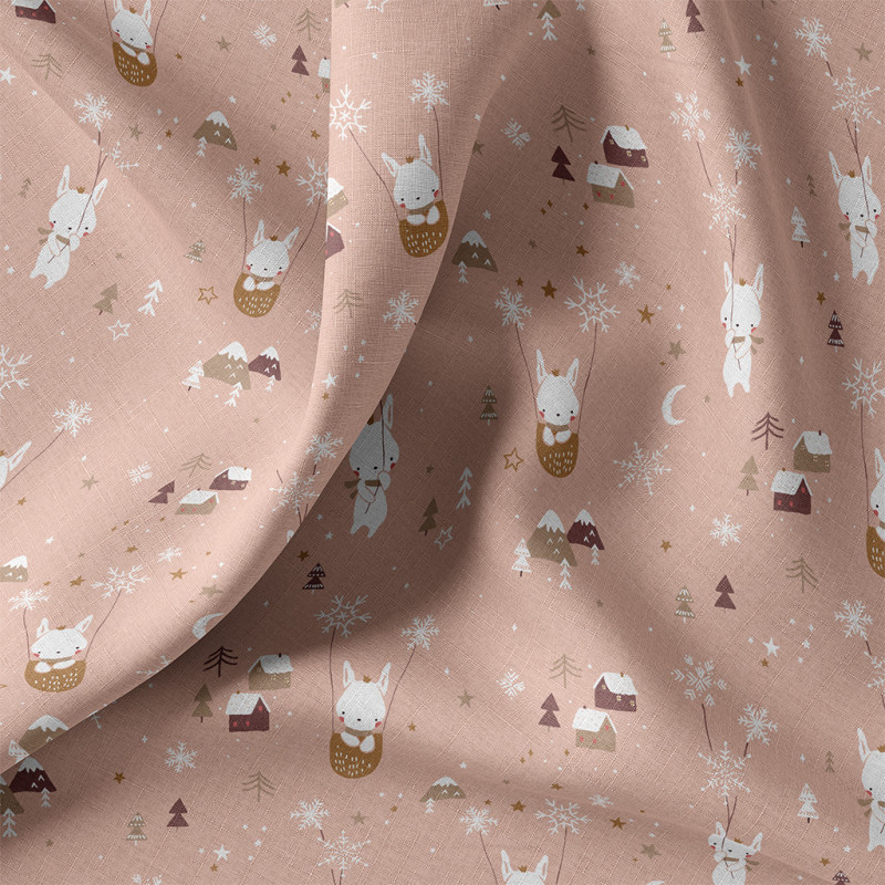 Coton Imprimé FLOPIN Rose / Camel