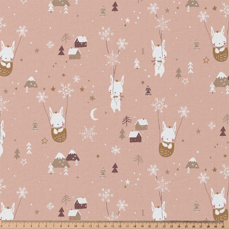 Coton Imprimé FLOPIN Rose / Camel