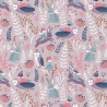 Coton Imprimé FEEDESBOIS Violet / Rose