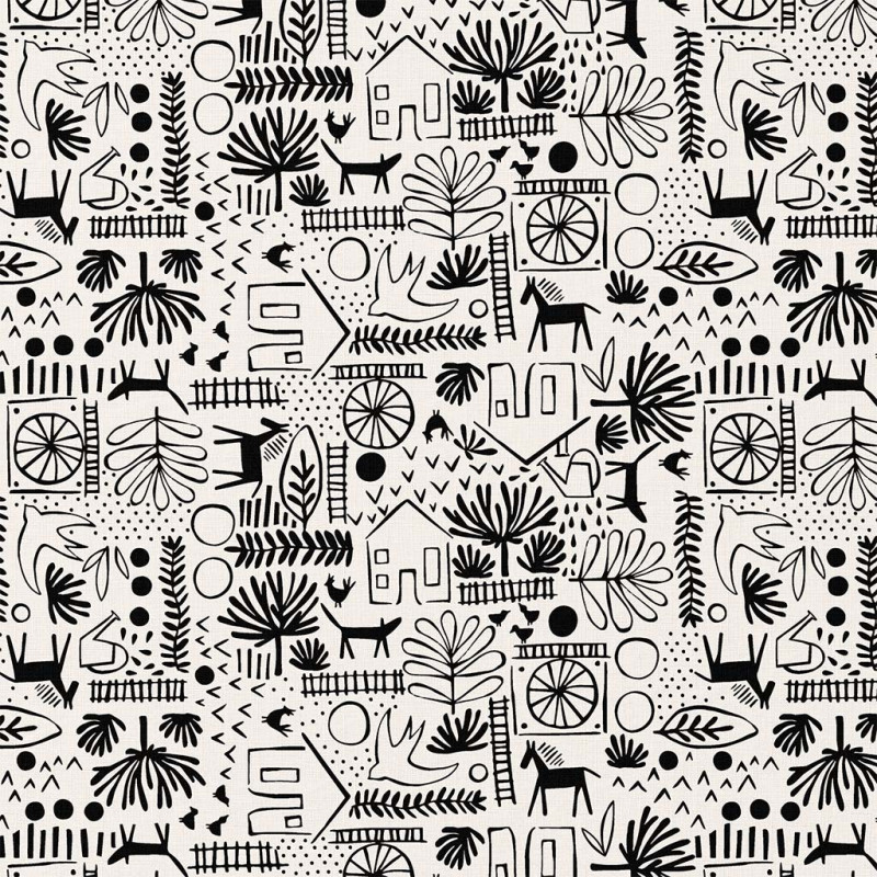 Coton Imprimé BOUNTY Ecru / Noir