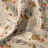 Coton Imprimé GLAMPING Ecru / Rouge