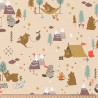 Coton Imprimé GLAMPING Ecru / Rouge