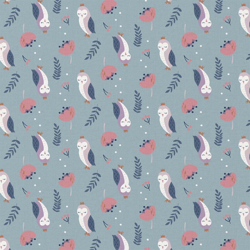 Coton Enduit PLUMNI Bleu / Rose