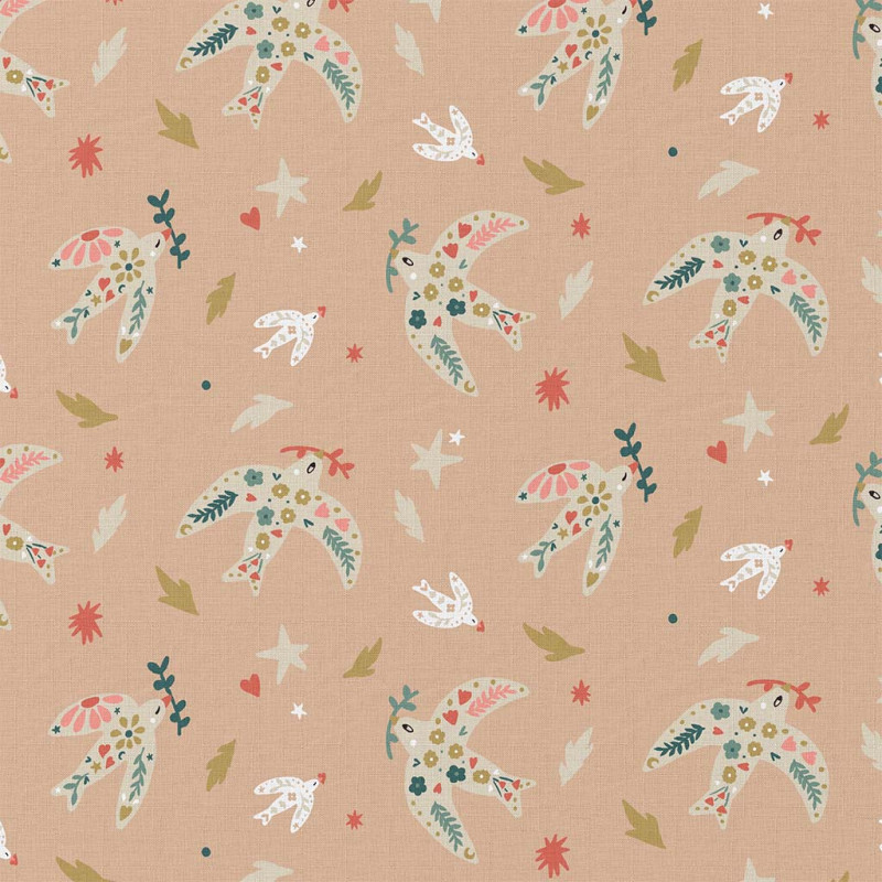 Coton Enduit CELESTE Rose / Corail