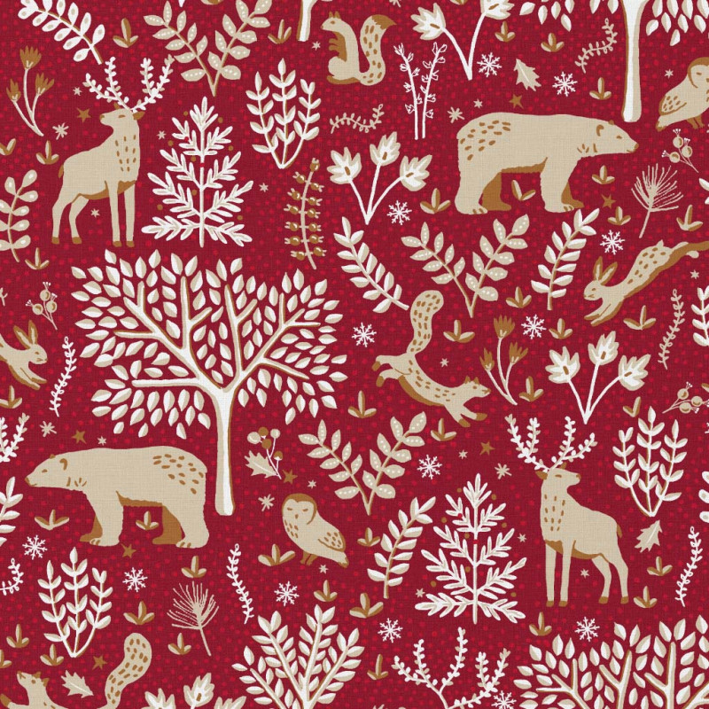 Coton Imprimé ROVALIA Rouge / Beige