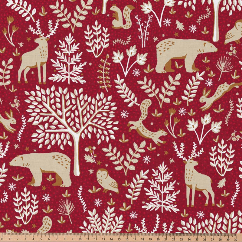 Coton Imprimé ROVALIA Rouge / Beige