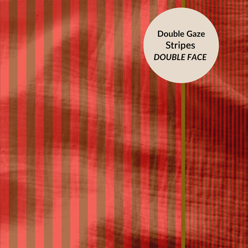 Double gaze Tissé Teint STRIPES Havane / Hibiscus