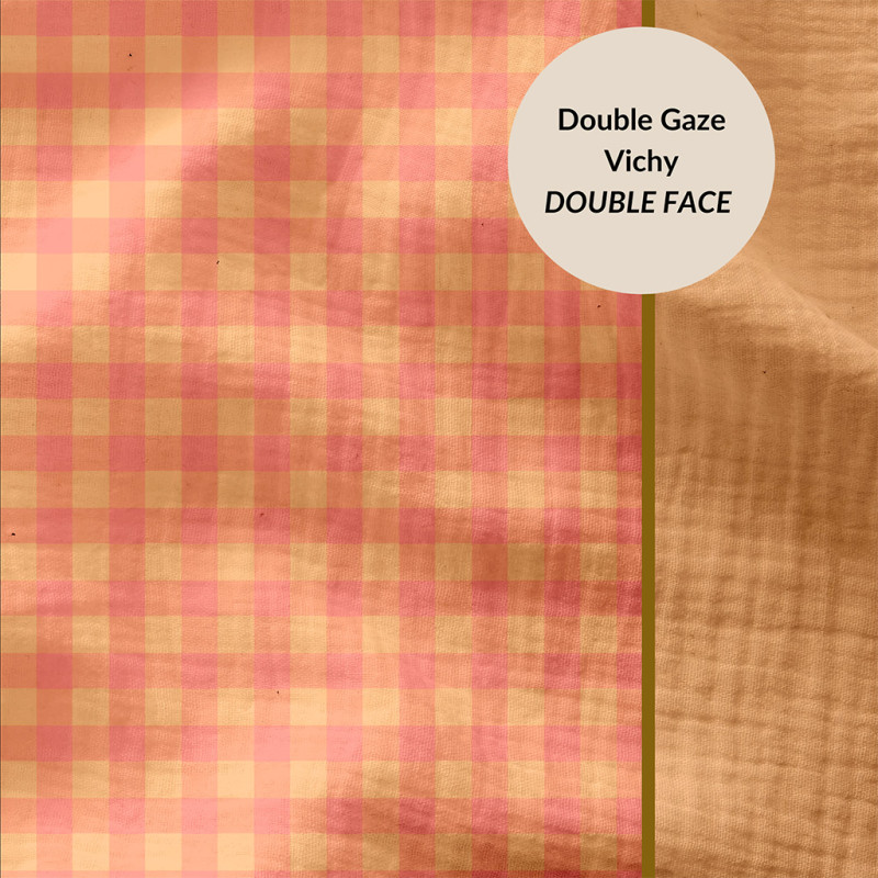 Double gaze Tissé Teint VICHY Sorbet / Melon