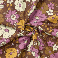 Popeline Imprimée SYLVIE Marron / Violet