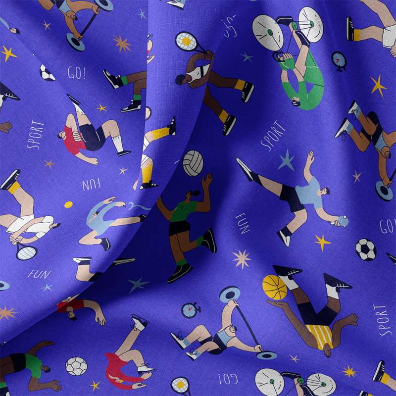 Coton imprimé SPORTIFS2 Bleu / Vert