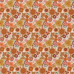 Coton Imprimé CHICOREE Orange / Jaune