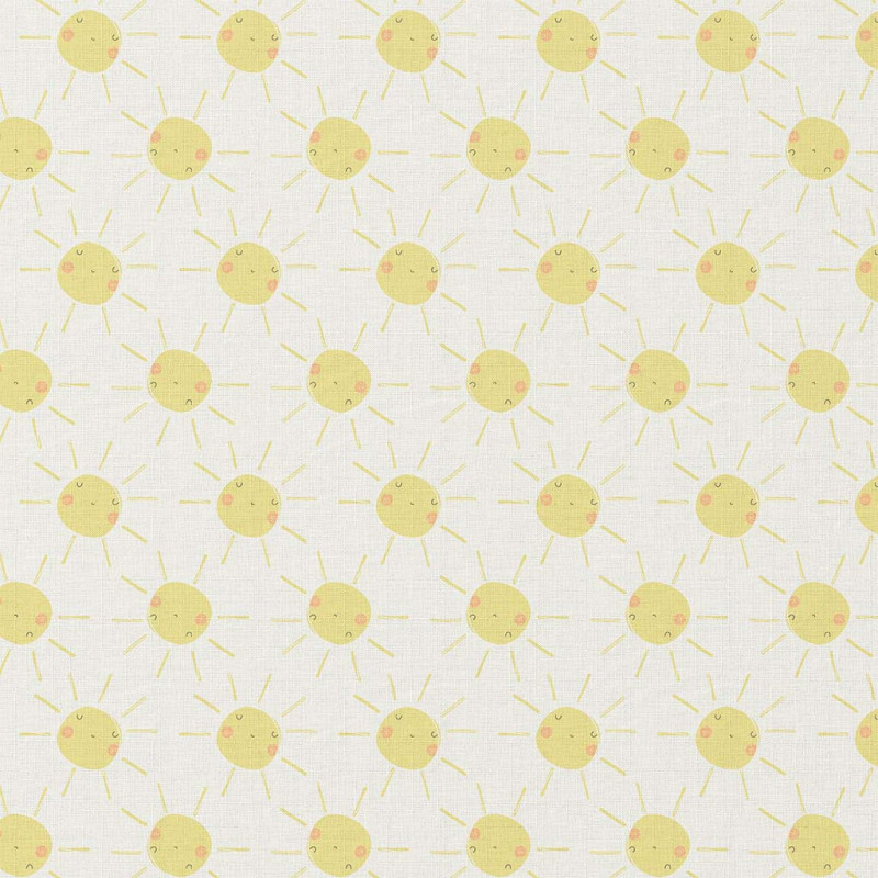 Coton imprimé SOLEIL Ecru / Jaune