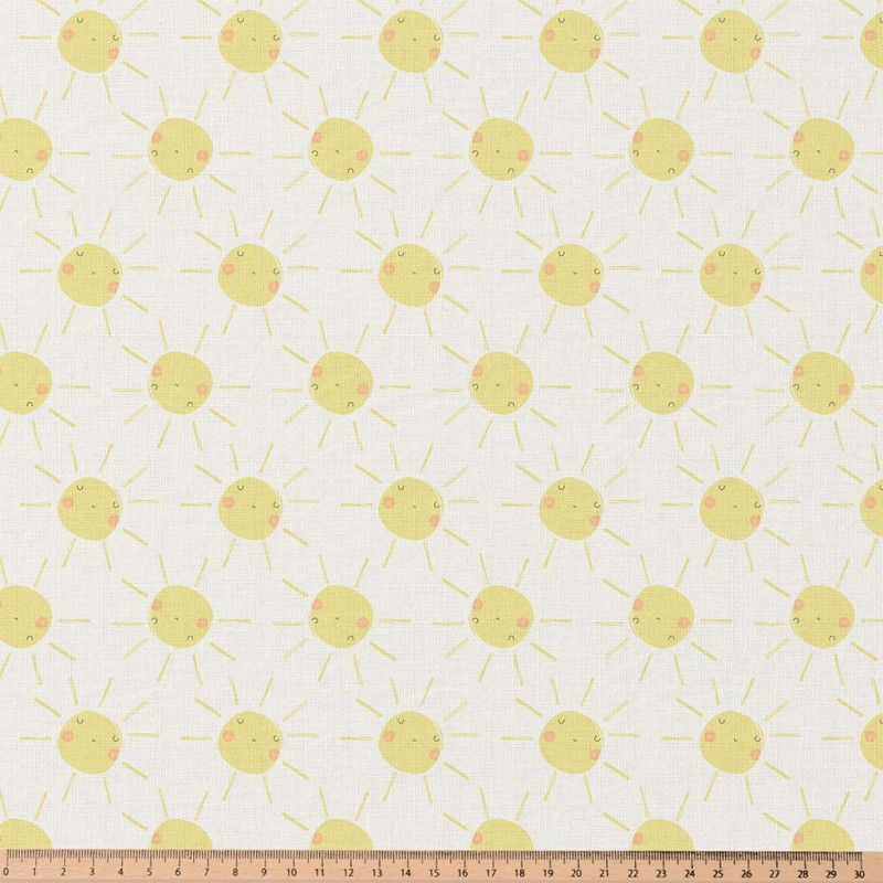 Coton imprimé SOLEIL Ecru / Jaune