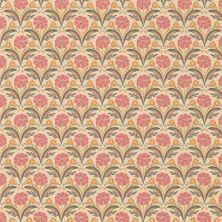 Coton Enduit Imprimé SELMA Orange / Rose