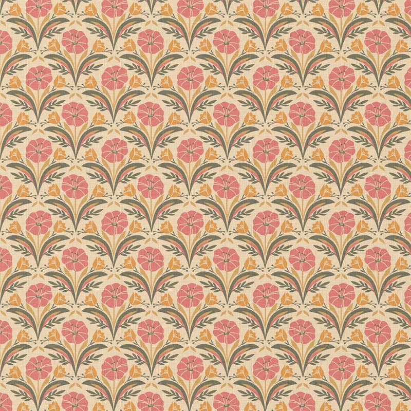 Coton Enduit Imprimé SELMA Orange / Rose