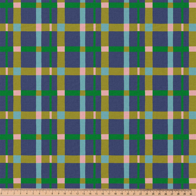 Coton Imprimé FERNAND Bleu / Vert