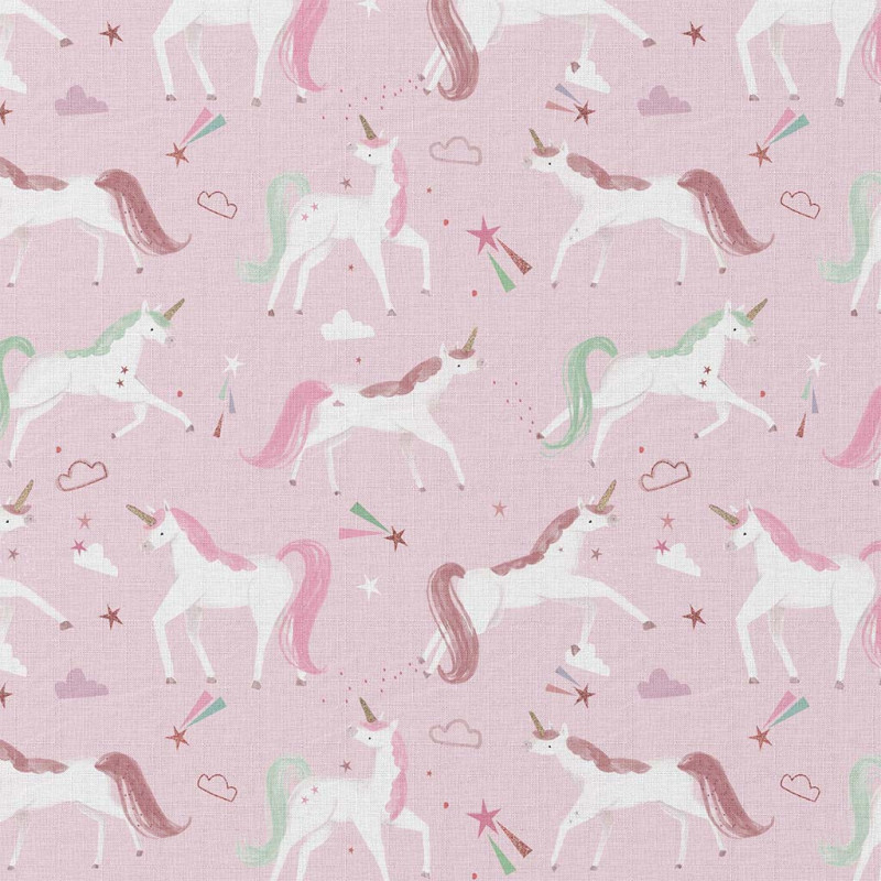 Coton imprimé COLICORNE Rose / Blanc