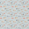 Coton imprimé TOOTOOT Bleu / Camel