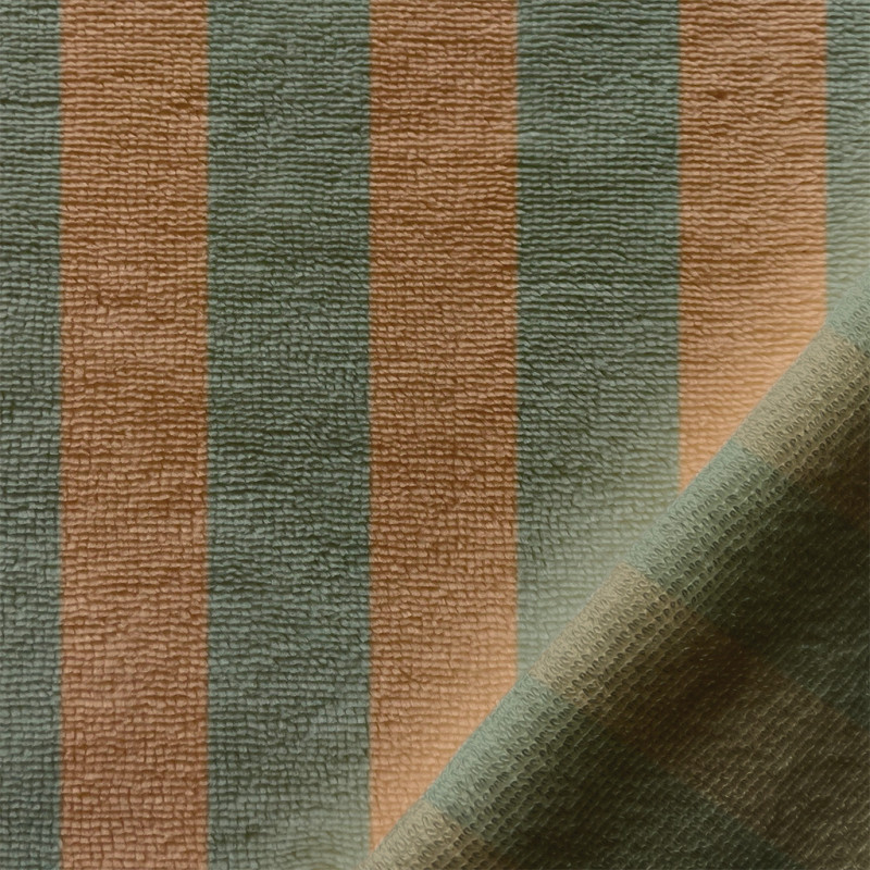 Micro Eponge Bambou Rayée RAYE Beige / Romarin