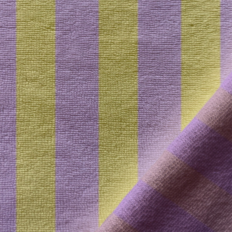 Micro Eponge Bambou Rayée RAYE Lemon / Lilas Clair