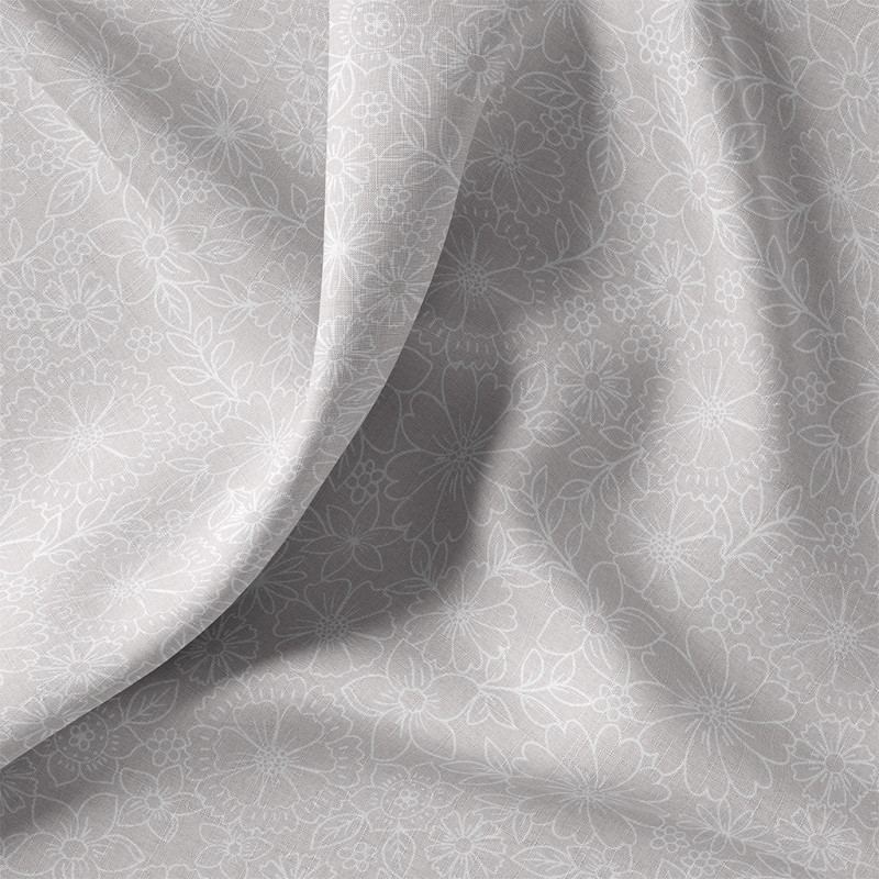 Coton Imprimé BRITNEY Gris Clair / Blanc
