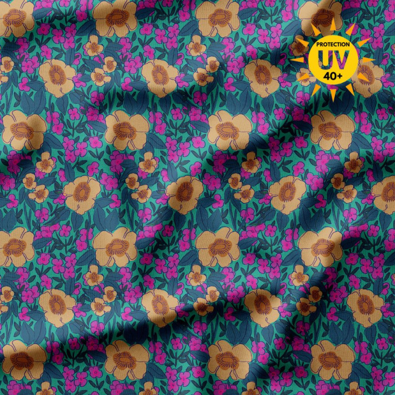 Lycra Anti UV JULISSA Bleu / Rose