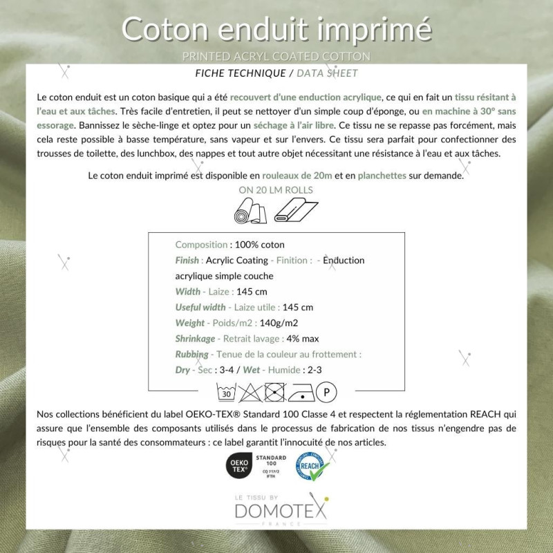 Coton Enduit Imprimé CASUAL Framboise / Blanc