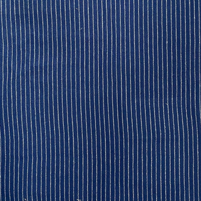 Coton Rayures Tissées TISFIN Indigo / Blanc