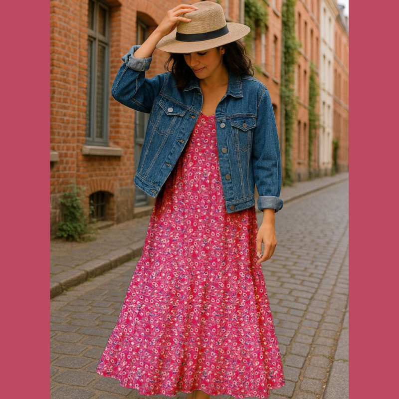 Viscose Imprimée GALBIA Rose / Bleu