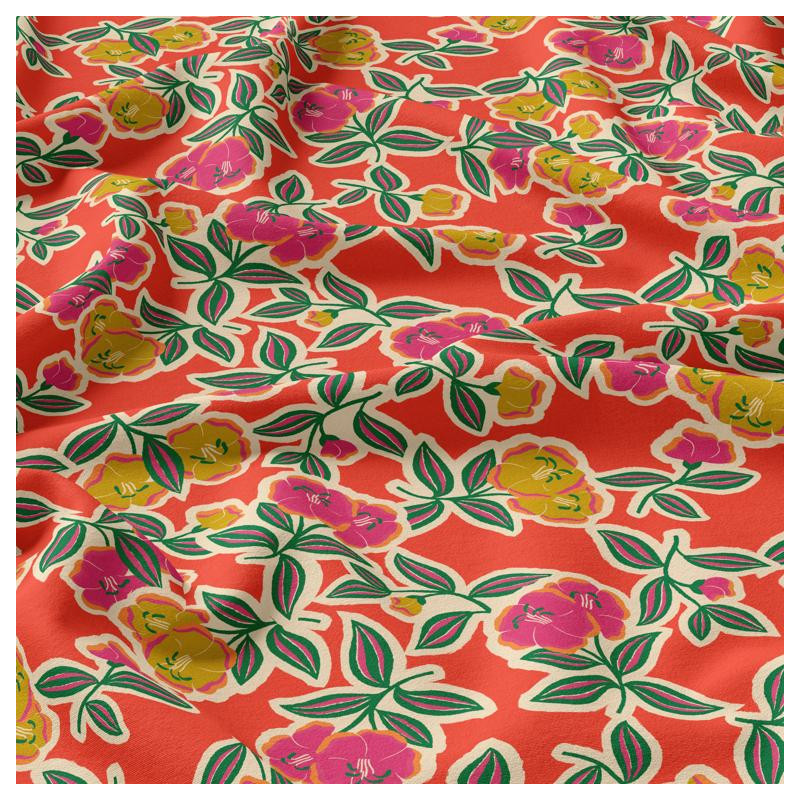 Viscose Imprimée FANOU Rouge / Rose