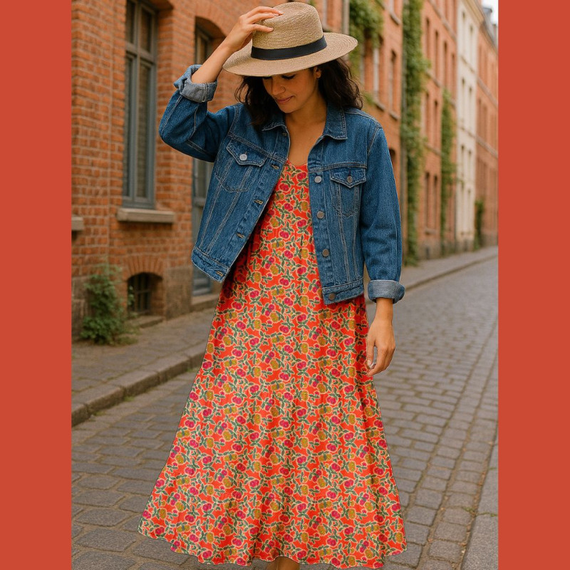 Viscose Imprimée FANOU Rouge / Rose