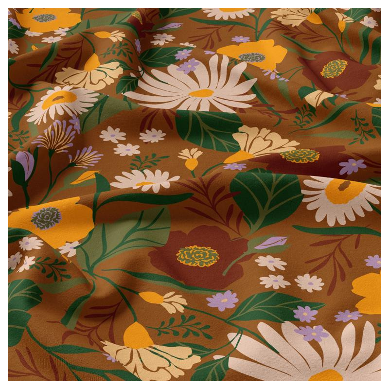 Viscose Imprimée MORICETTE Marron / Vert