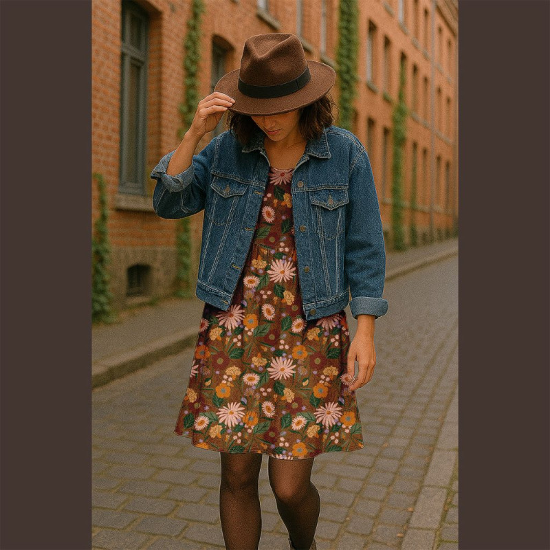 Viscose Imprimée MORICETTE Marron / Vert