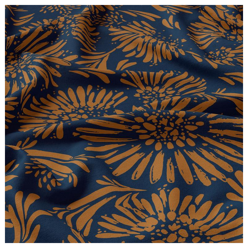 Viscose Imprimée AUDREY Bleu / Marron