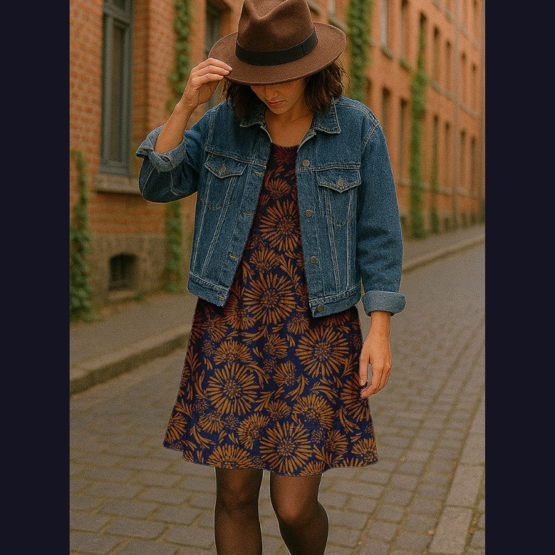 Viscose Imprimée AUDREY Bleu / Marron