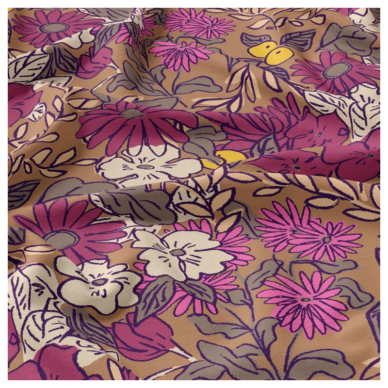 Viscose Imprimée SONJA Marron / Rose